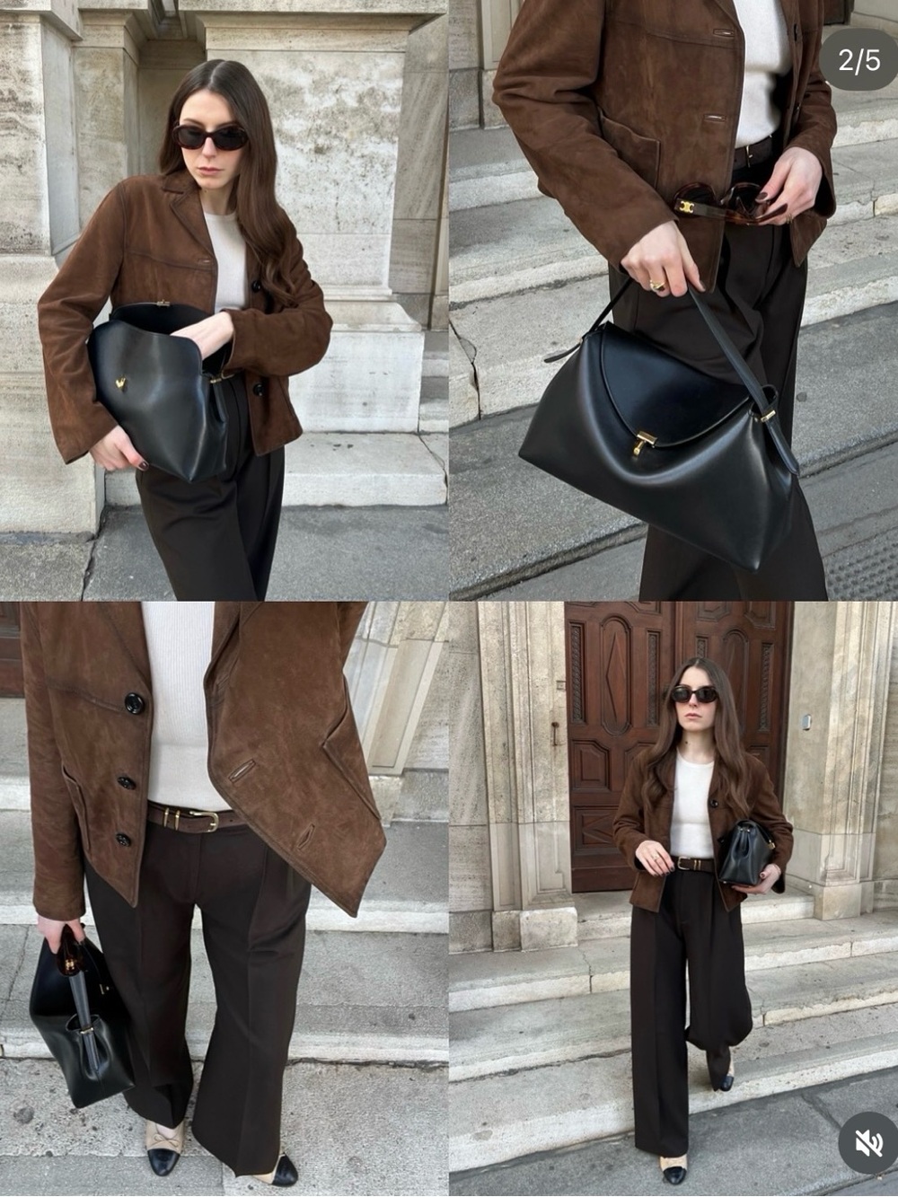 TOTEME T-Lock Leather Top Handle in Black